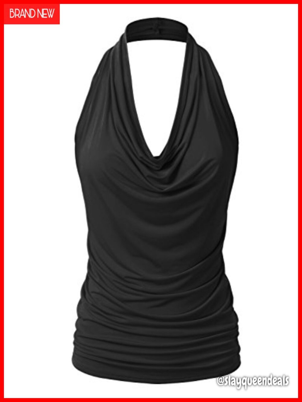 EIMIN Women's Halter Neck Draped Front Open Back Tank Top Sleeveless Stretchy